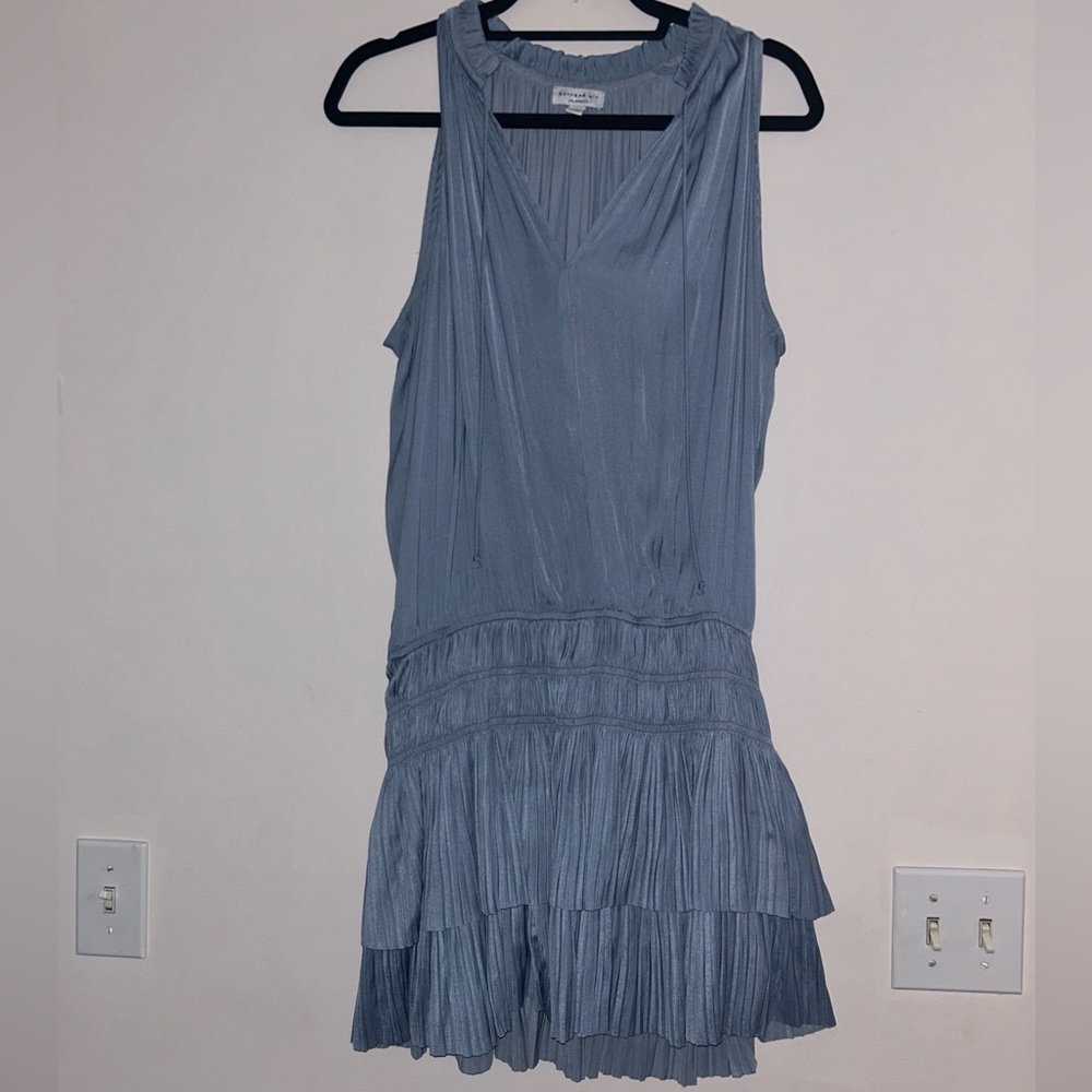 Pleaded Blue Dress